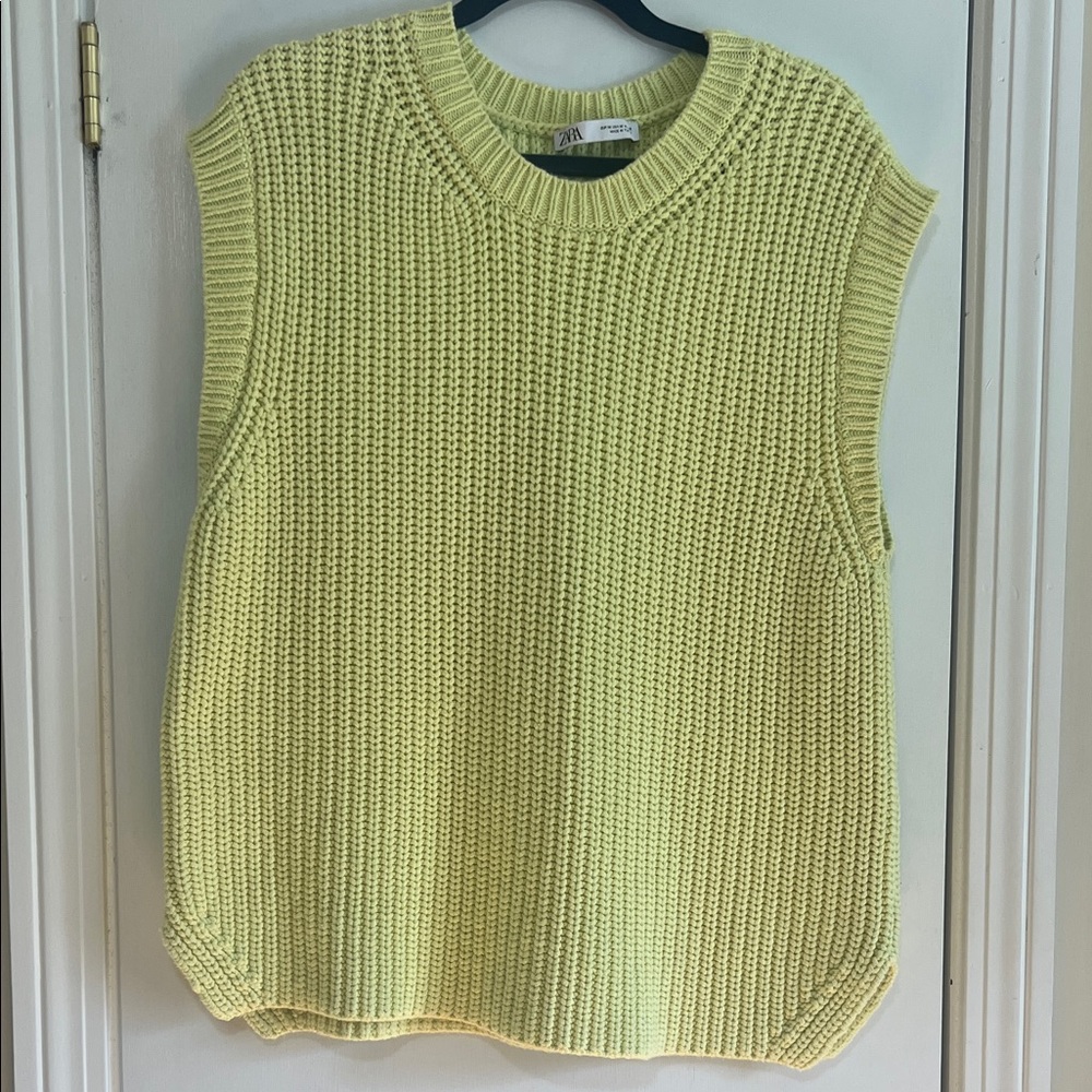 Zara Lemon Lime Knit Oversized Sweater Vest